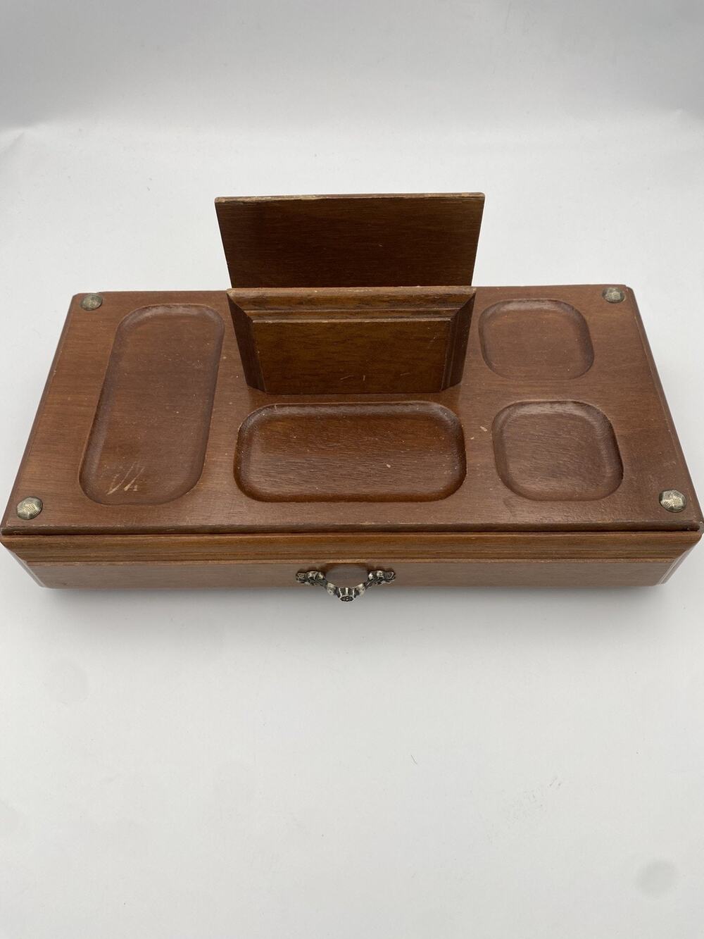 Vintage Centurion Wood Dresser Top Valet Organizer Keys Wallet Jewelry Drawer